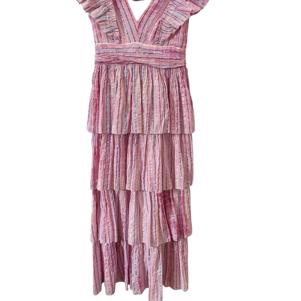Saylor Stephania Tiered Maxi Dress in "Fuchsia" Pink Metallic Size XS - Picture 5 of 8